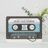 Retro 80's Cassettebandje Music Blue Birthday Kaart (Staand voorkant)