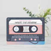 Retro 80's Cassettebandje Music Pink Birthday Kaart (Staand voorkant)