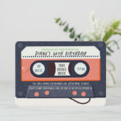 Retro 80's Cassettebandje Music Red Birthday Kaart (Staand voorkant)