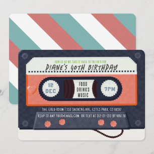 Retro 80's Cassettebandje Music Red Birthday Kaart