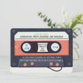 Retro 80's Cassettebandje Muziek Rood Afstuderen Kaart (Staand voorkant)