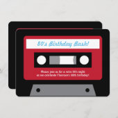 Retro 80s Cassettebandje verjaardagsfeestjes Kaart (Voorkant / Achterkant)