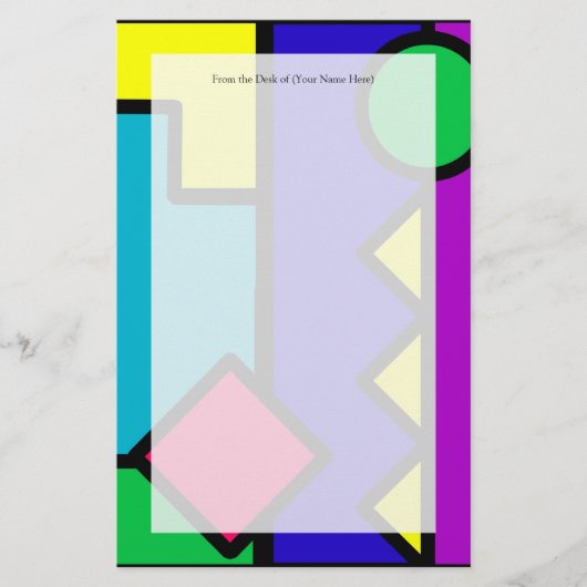 Retro 80s Color Block Briefpapier (Voorkant)