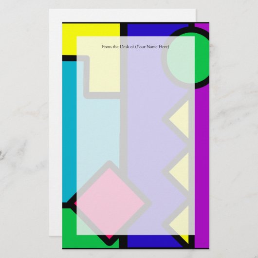 Retro 80s Color Block Briefpapier (Voorkant / Achterkant)