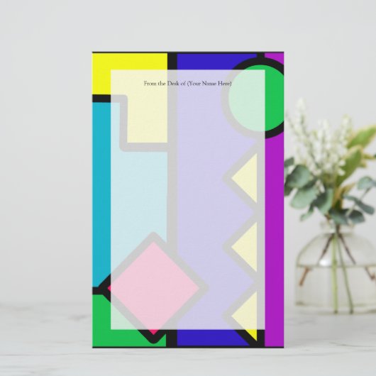 Retro 80s Color Block Briefpapier (Staand voorkant)