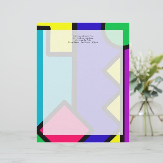 Retro 80s Color Block Gepersonaliseerd Briefhoofd (Staand voorkant)