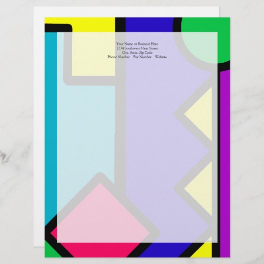 Retro 80s Color Block Gepersonaliseerd Briefhoofd (Voorkant / Achterkant)