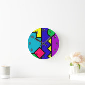 Retro 80s Color Block Ronde Klok (Huis)