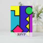 Retro 80s Color Block RSVP Kaartje (Staand voorkant)