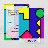 Retro 80s Color Block RSVP Kaartje (Voorkant / Achterkant)