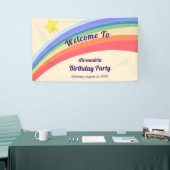 Retro 80s Colorful Yellow Rainbow Star Birthday Ba Spandoek (Beurs)