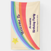 Retro 80s Colorful Yellow Rainbow Star Birthday Ba Spandoek (Verticaal)