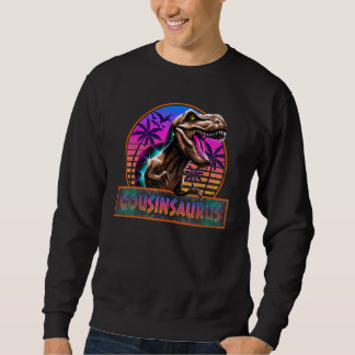 Retro 80s Colour Cousinsaurus T Rex Dinosaur Famil Trui