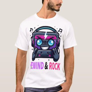 Retro 80s Cyberpunk Cassette Mascotte Terugspoelen T-shirt