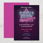 Retro 80's Dance Party Huwelijksuitnodiging Kaart (Voorkant / Achterkant)