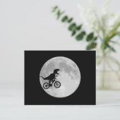 Retro 80s Dinosaur bike en Moon Briefkaart (Staand voorkant)