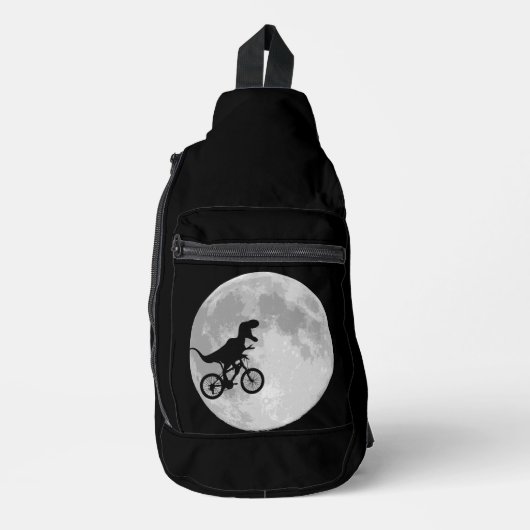 Retro 80s Dinosaur bike en Moon Sling Bag (Voorkant)