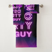 Retro 80s Disco Dance Party Neon Paarse Funky Bad Handdoek (Insitu)