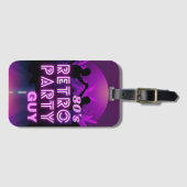 Retro 80s Disco Dance Party Neon Paarse Funky Bagagelabel (Voorkant (horizontaal))