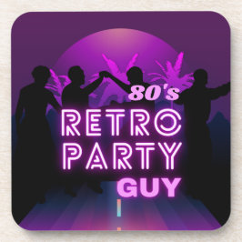 Retro 80s Disco Dance Party Neon Paarse Funky Bier Onderzetter