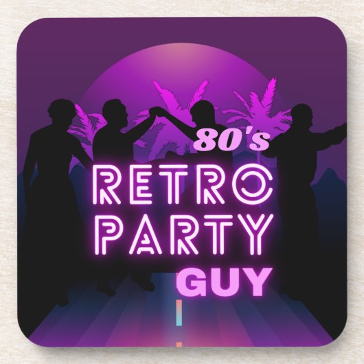 Retro 80s Disco Dance Party Neon Paarse Funky Bier Onderzetter (Voorkant)