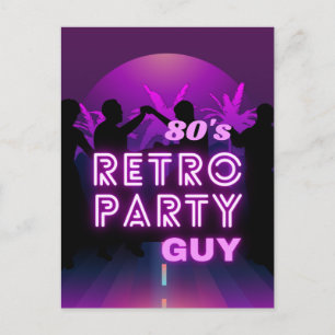 Retro 80s Disco Dance Party Neon Paarse Funky Briefkaart