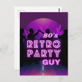 Retro 80s Disco Dance Party Neon Paarse Funky Briefkaart (Voorkant / Achterkant)