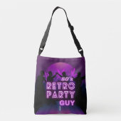 Retro 80s Disco Dance Party Neon Paarse Funky Crossbody Tas (Achterkant)