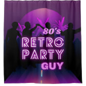 Retro 80s Disco Dance Party Neon Paarse Funky Douchegordijn (Voorkant)