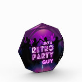 Retro 80s Disco Dance Party Neon Paarse Funky Fotoblokken (Links)