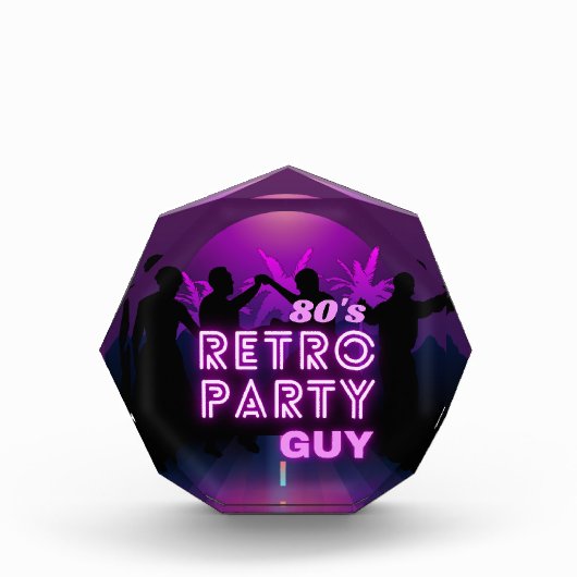 Retro 80s Disco Dance Party Neon Paarse Funky Fotoblokken (Voorkant)