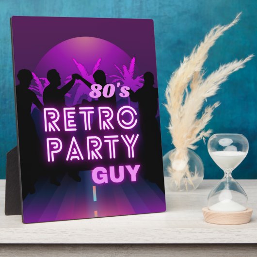 Retro 80s Disco Dance Party Neon Paarse Funky Fotoplaat (Zijkant)