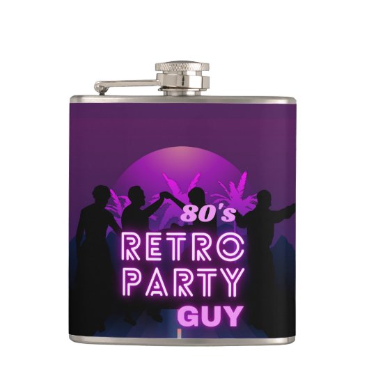 Retro 80s Disco Dance Party Neon Paarse Funky Heupfles (Voorkant)
