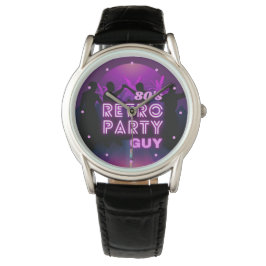Retro 80s Disco Dance Party Neon Paarse Funky Horloge