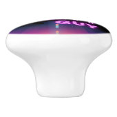 Retro 80s Disco Dance Party Neon Paarse Funky Keramische Knop (Zijkant)