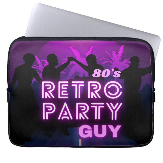 Retro 80s Disco Dance Party Neon Paarse Funky Laptop Sleeve (Voorkant)
