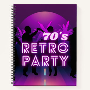 Retro 80s Disco Dance Party Neon Paarse Funky Notitieboek