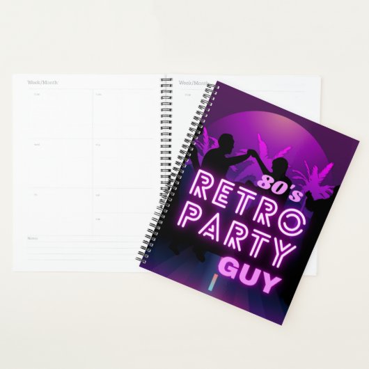 Retro 80s Disco Dance Party Neon Paarse Funky Planner (Display)