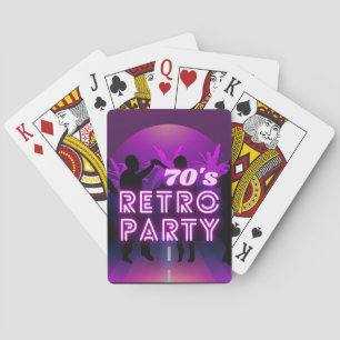 Retro 80s Disco Dance Party Neon Paarse Funky Pokerkaarten