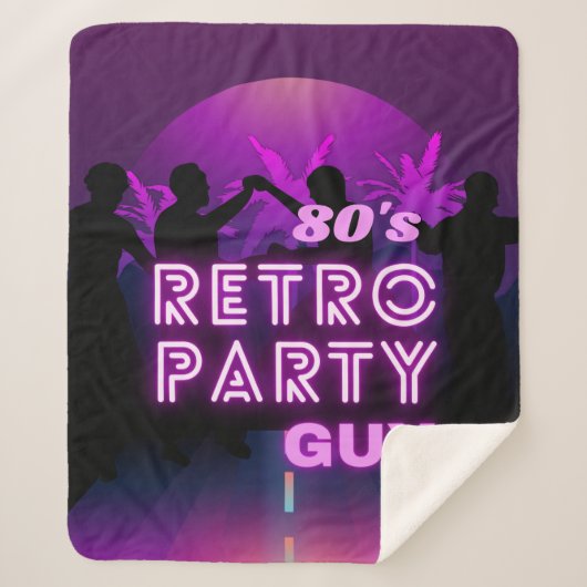 Retro 80s Disco Dance Party Neon Paarse Funky Sherpa Deken (Voorkant)