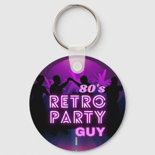 Retro 80s Disco Dance Party Neon Paarse Funky Sleutelhanger