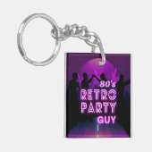 Retro 80s Disco Dance Party Neon Paarse Funky Sleutelhanger (Voorkant Links)