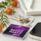 Retro 80s Disco Dance Party Neon Paarse Funky Sleutelhanger (Voorkant Rechts)