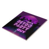 Retro 80s Disco Dance Party Neon Paarse Funky Tegeltje (Zijkant)