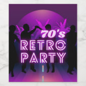 Retro 80s Disco Dance Party Neon Paarse Funky Wijn Etiket (Enkel label)