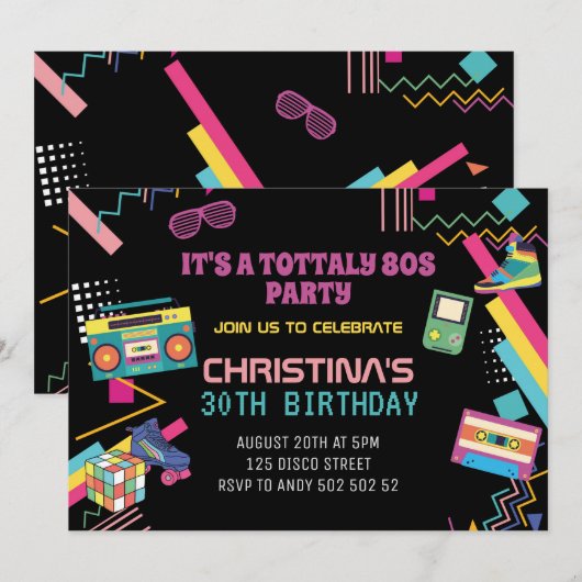 Retro 80s Disco Feest Themade jaren 80 Ik Hou van  Kaart (Voorkant / Achterkant)