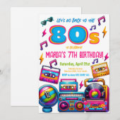 Retro 80s Disco Muziek Verjaardagsfeest Kaart (Voorkant / Achterkant)