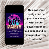Retro 80's Disco Party Verjaardag uitnodiging