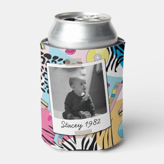 Retro 80s Eighties 40th Birthday foto Blikjeskoeler (Blikje Voorkant)