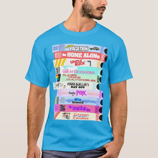 Retro 80s Films VHS Stack T-shirt (Voorkant)
